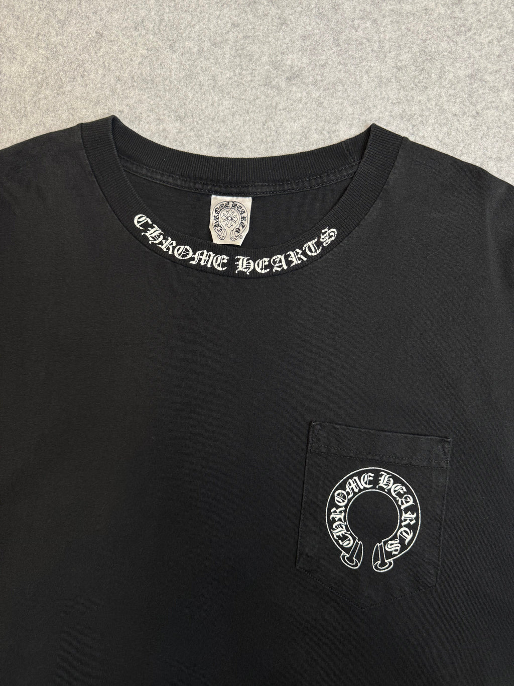Vintage Chrome Hearts Malibu Floral Cross Pocket Tee Black