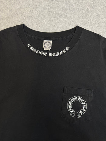 Vintage Chrome Hearts Malibu Floral Cross Pocket Tee Black
