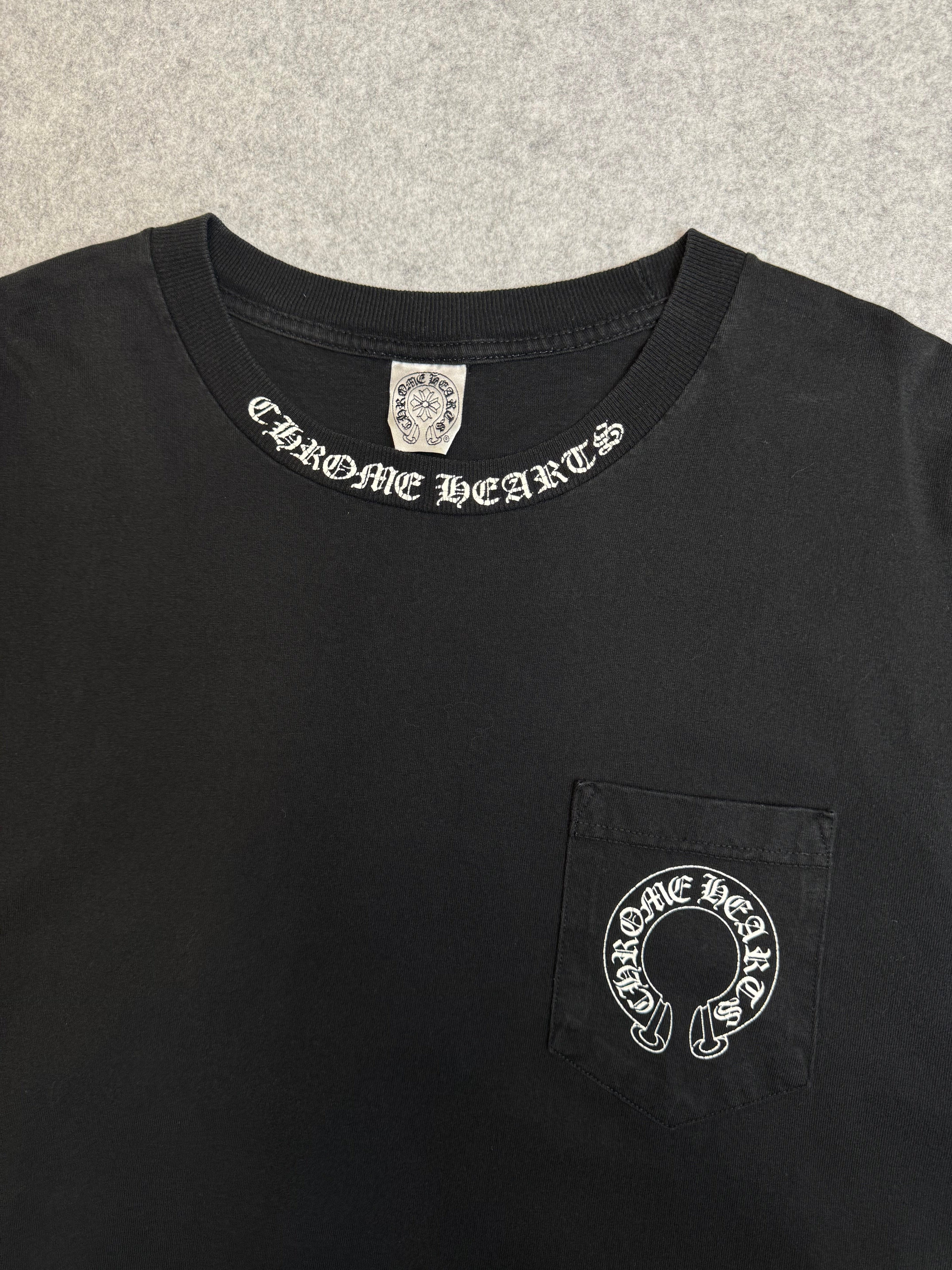 Vintage Chrome Hearts Malibu Floral Cross Pocket Tee Black