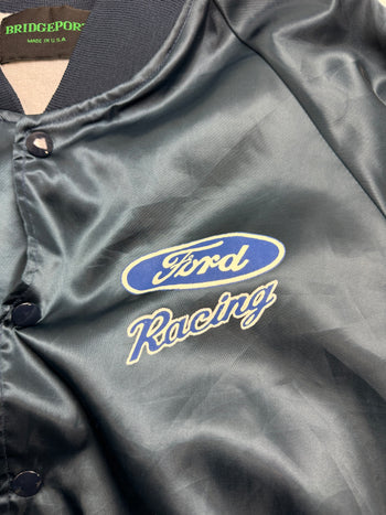 (L) Vintage Satin Varsity Ford Racing Jacket Aqua