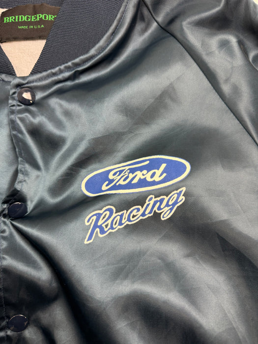 (L) Vintage Satin Varsity Ford Racing Jacket Aqua | Vitnage Clothing Store Canada