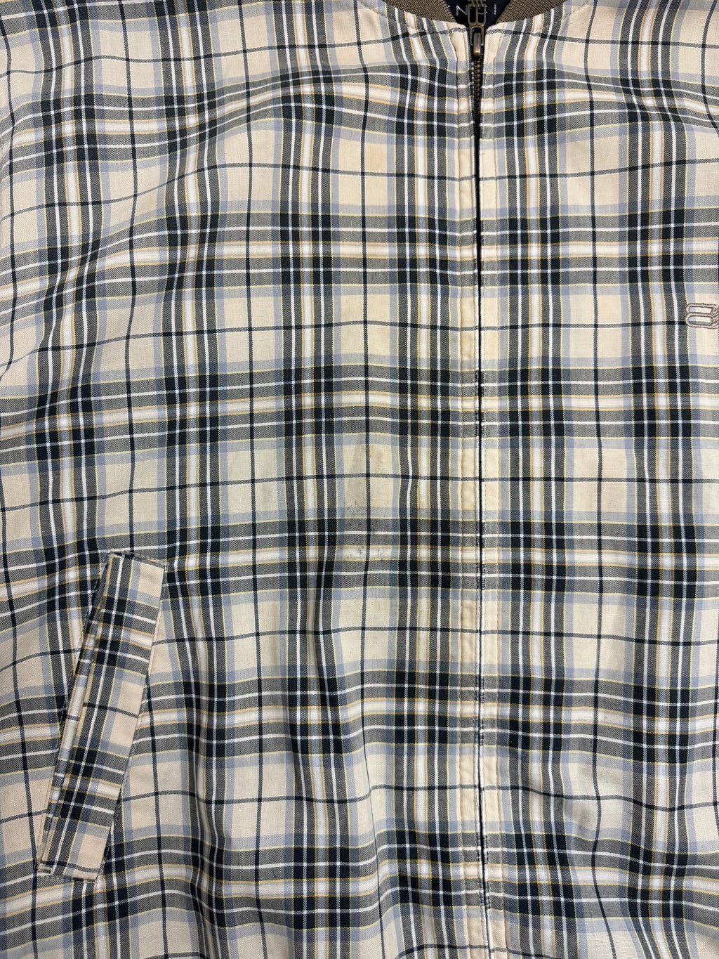 Vintage Balenciaga Paris Plaid Harrington Jacket Beige