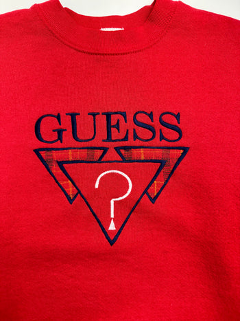 (L) Vintage 90s Guess Sweatshirt Red