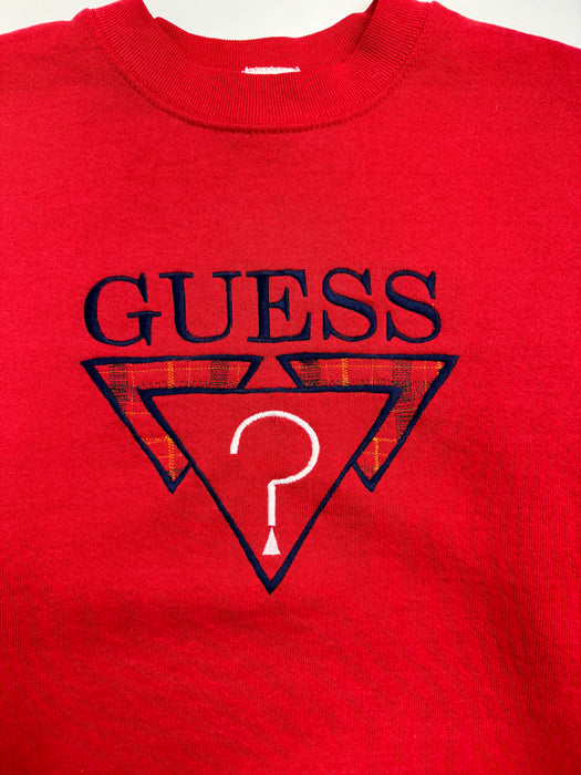 (L) Vintage 90s Guess Sweatshirt Red | Vitnage Clothing Store Canada