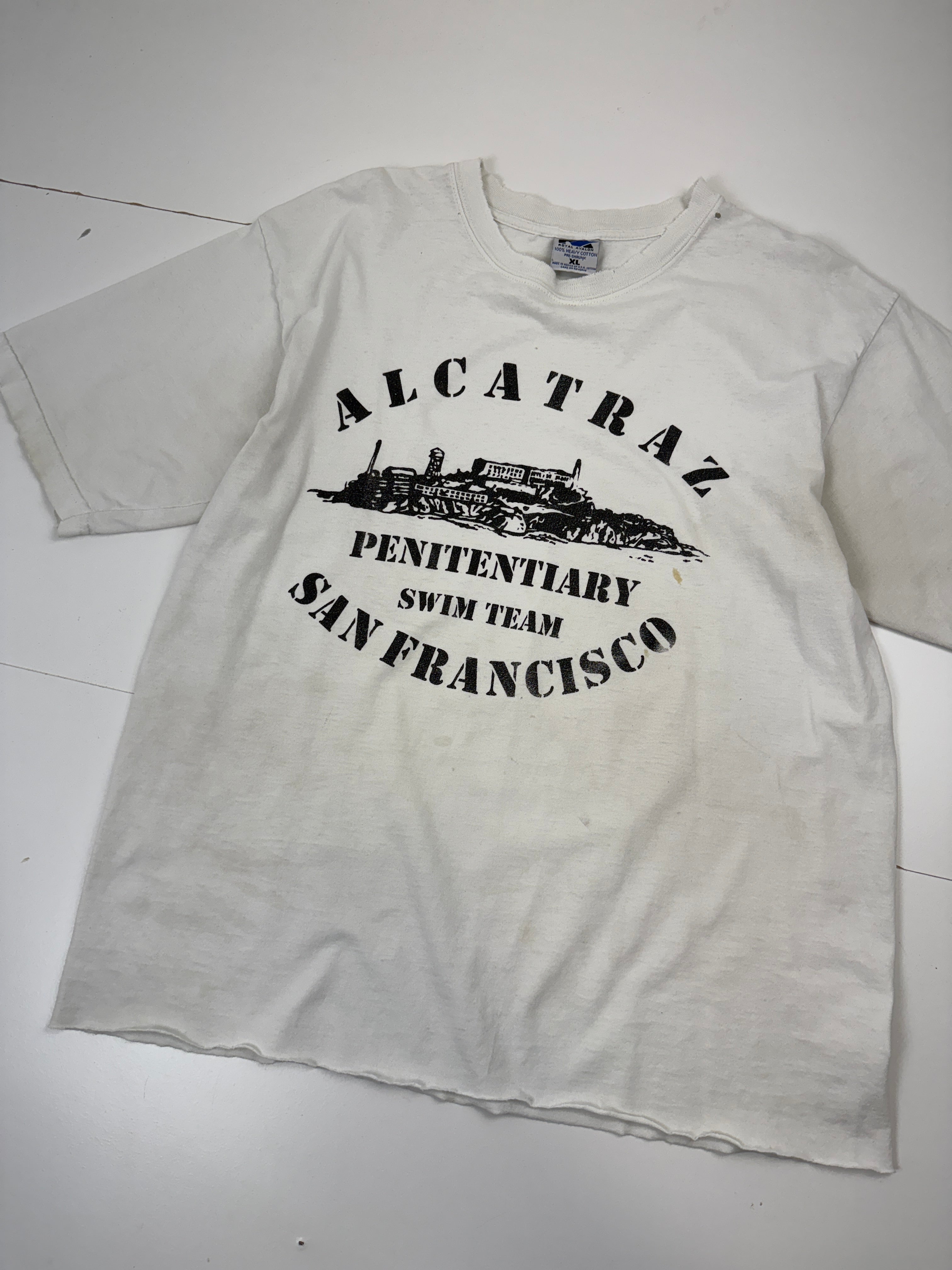 Vintage Alcatraz Penitentiary Distressed Tee White