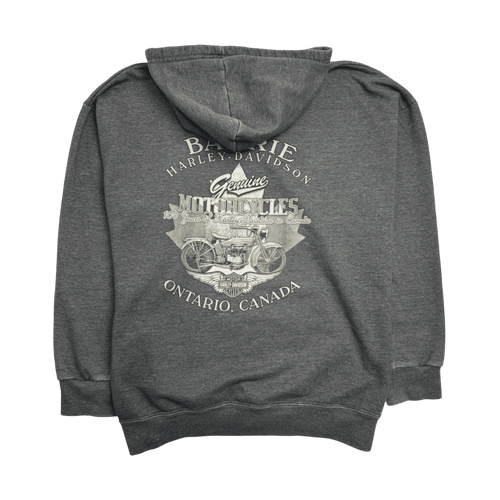 (L) Harley Davidson Ontario Zip-Up Hoodie Dark Grey | Vintage Clothing Store Canada