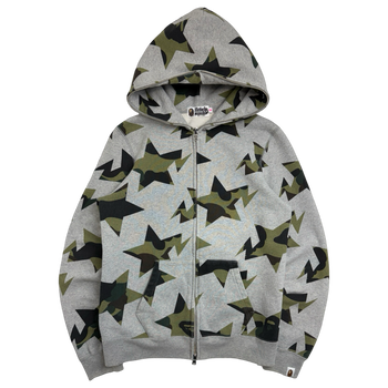 BAPE Sta Camo Star Pattern Full Zip Hoodie Grey (USED)