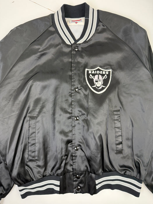 Vintage Oakland Raiders Satin Bomber Jacket Black | Vitnage Clothing Store Canada