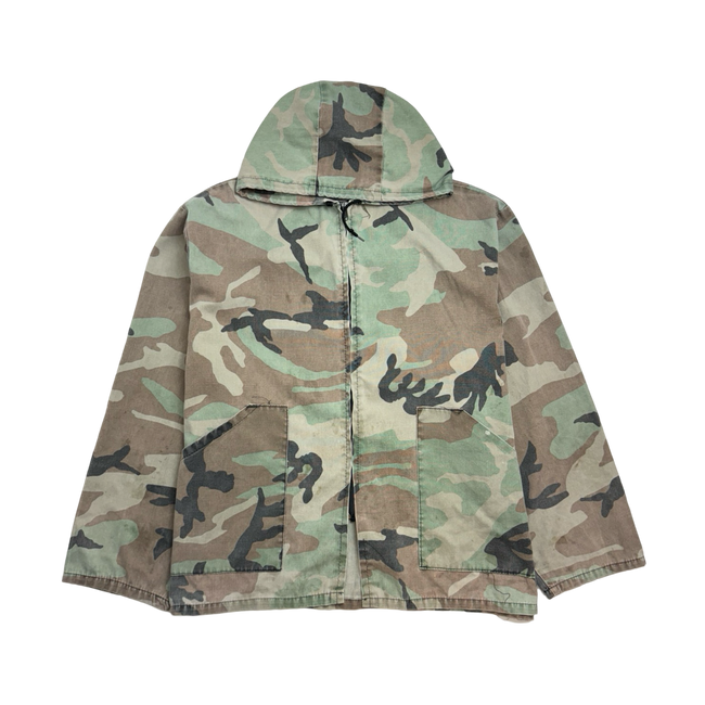 (XXL) Vintage Military Camo Zip-Up Hooded Jacket