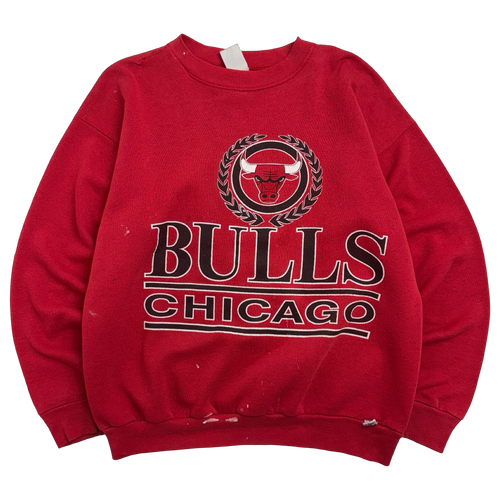 Vintage 90's Logo 7 Chicago Bulls Sweatshirt Red | Vintage Clothing Store Canada