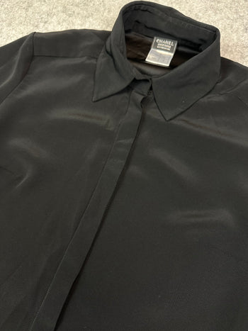 Women's Chanel Uniform Button Up Tee Black
