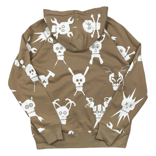 Vintage Stussy x Futura Skull Zip Up Sweater Brown | Vintage Clothing Store Canada