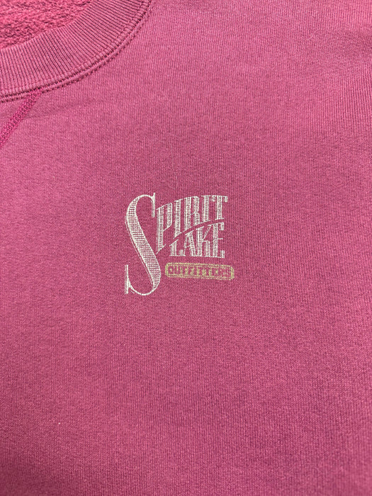 (L) Vintage Spirit Lake Wolf Sweatshirt Burgundy | Vitnage Clothing Store Canada