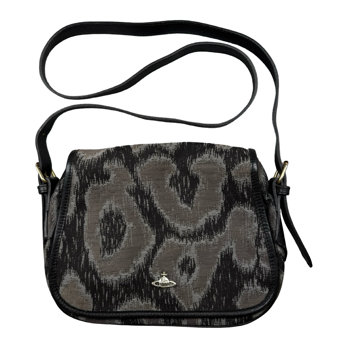 Vivienne Westwood Jacquard Leopard Crossbody Bag Black/Grey