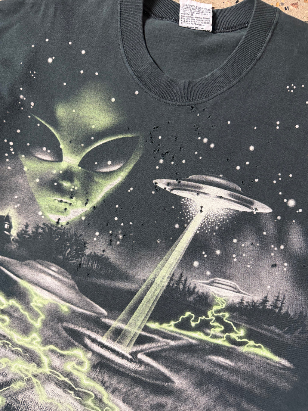 Vintage 1997 Liquid Blue Alien UFO Tee Black