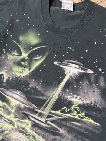Vintage 1997 Liquid Blue Alien UFO Tee Black
