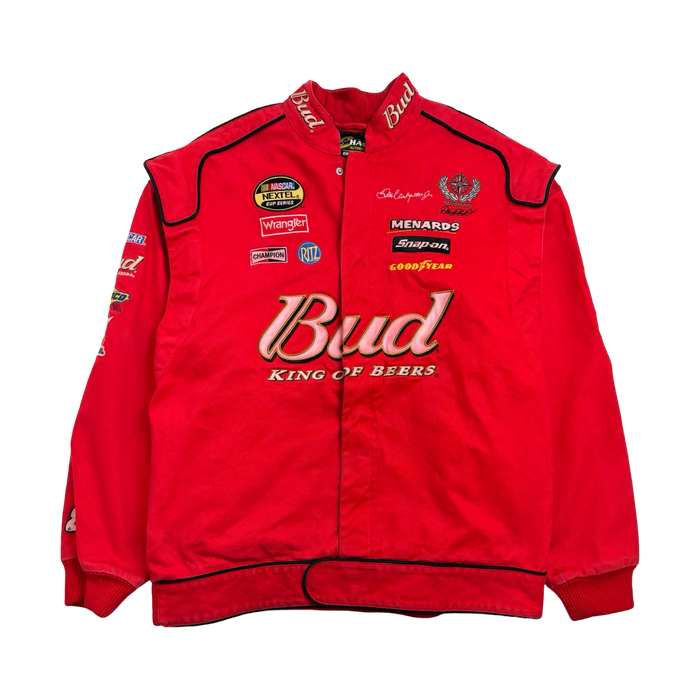 (XXL) Vintage Bud King Of Beers Racing Jacket Red | Vitnage Clothing Store Canada