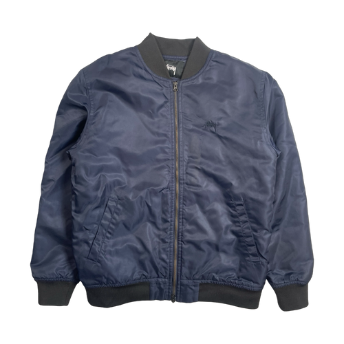 Stussy Satin Bomber Navy (USED) | Vintage Clothing Store Canada