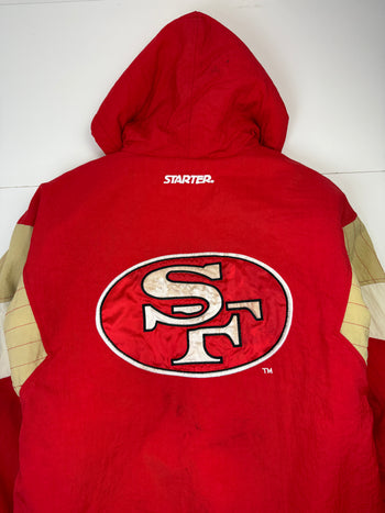 Vintage 90's San Francisco 49ers Hooded Starter Jacket Red
