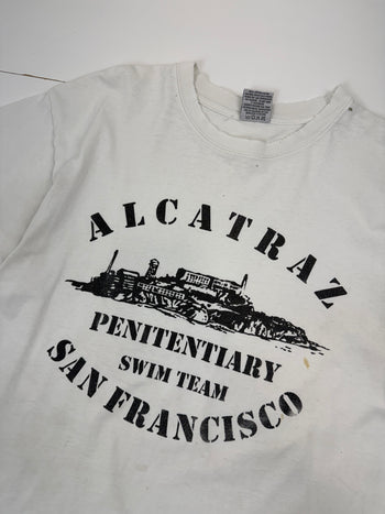 Vintage Alcatraz Penitentiary Distressed Tee White