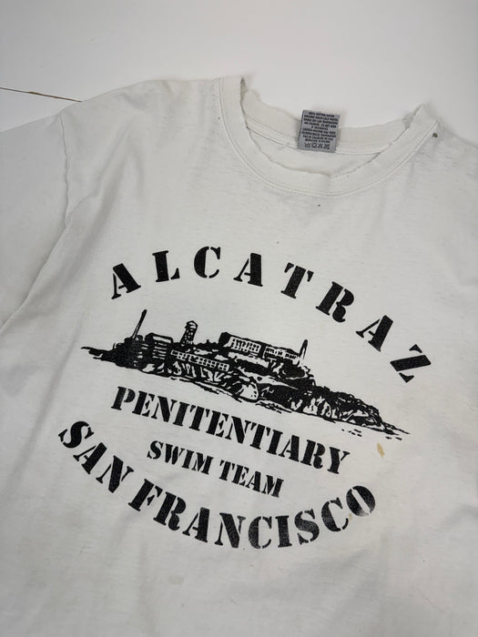 Vintage Alcatraz Penitentiary Distressed Tee White | Vitnage Clothing Store Canada