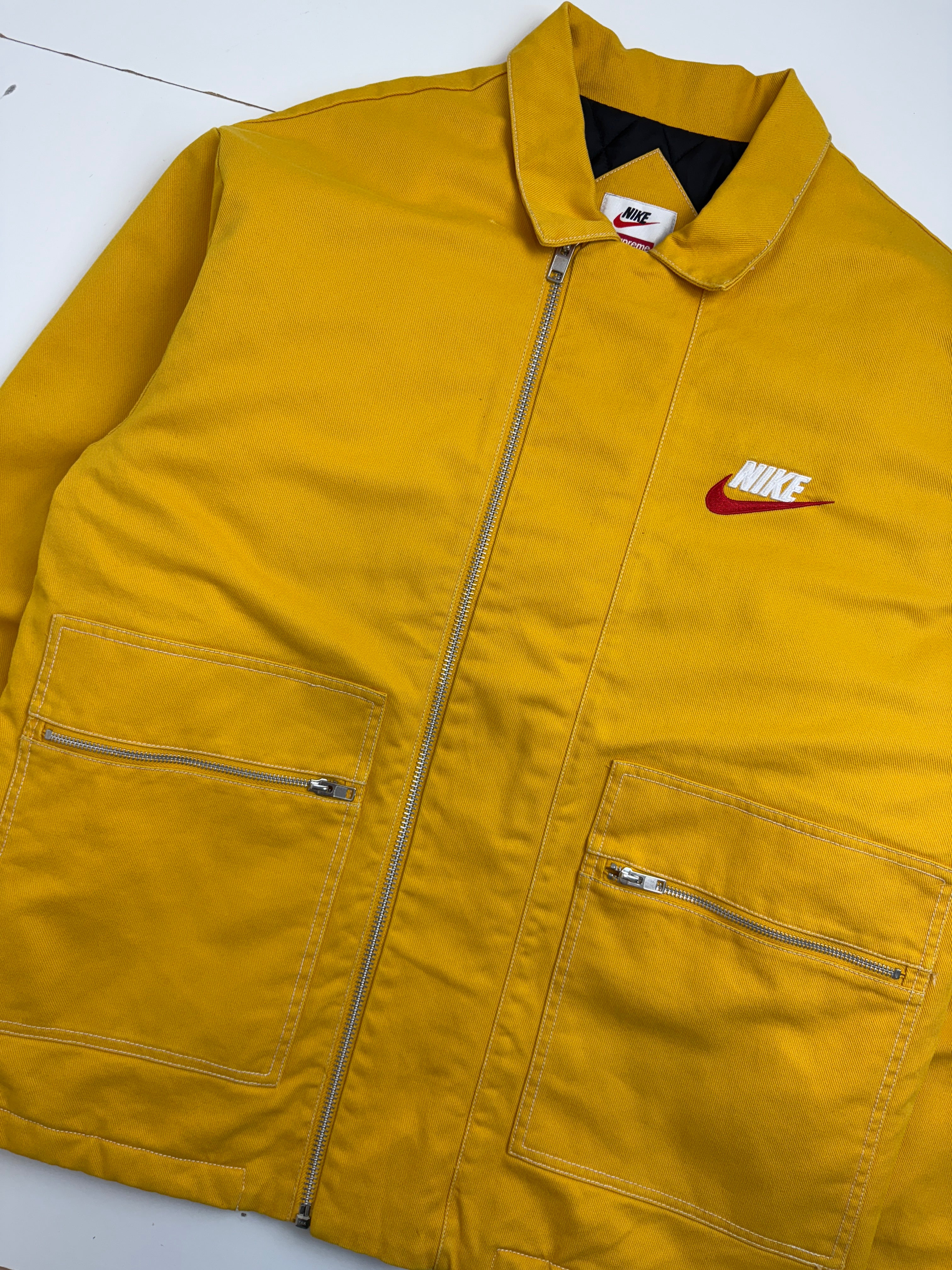 Supreme Nike Double Zip Quilted Work Jacket Mustard Yellow (USED)