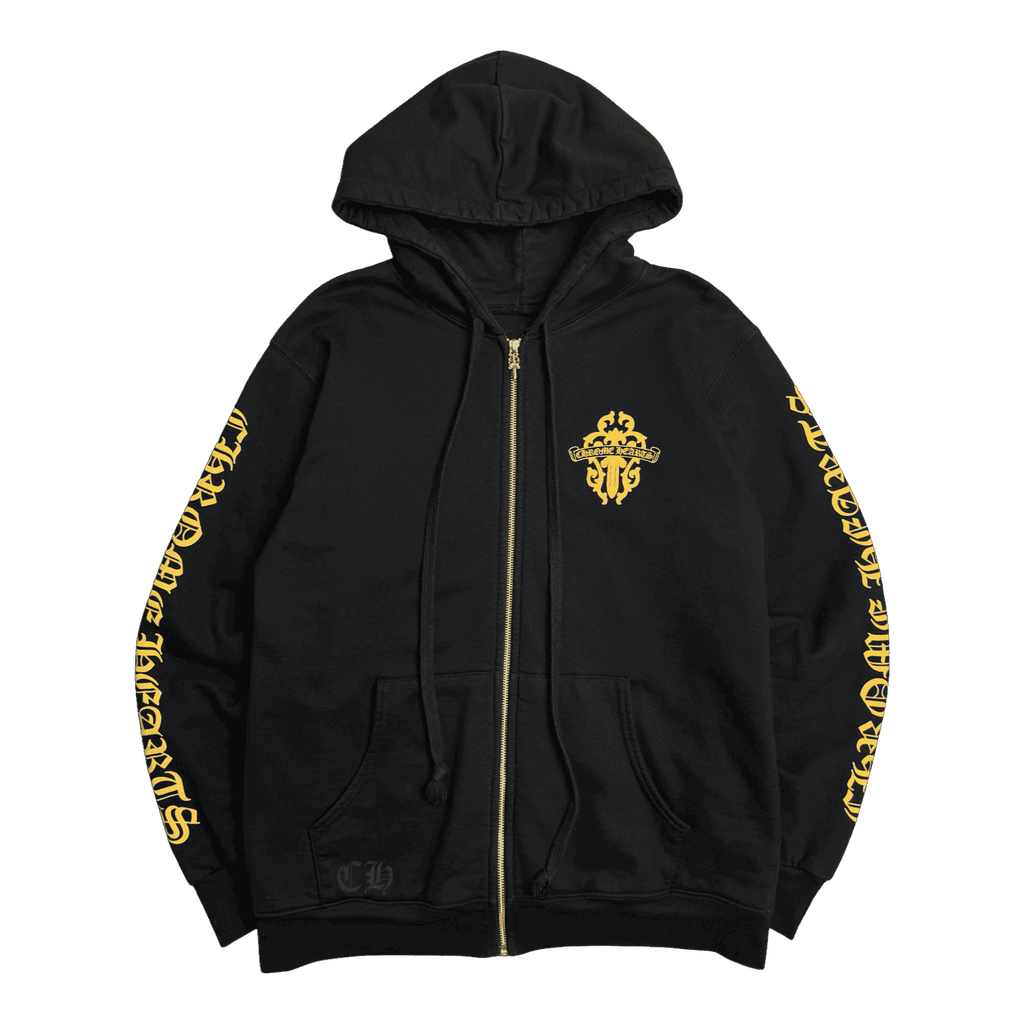 Chrome Hearts Dagger Logo Thermal Zip Up Sweater Black/Yellow