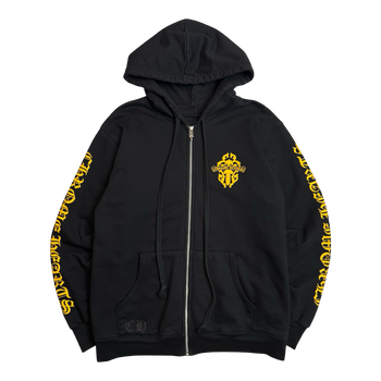 Chrome Hearts Dagger Logo Thermal Zip Up Sweater Black/Yellow