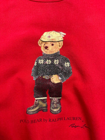 (L) Vintage Ralph Lauren Polo Bear Sweatshirt Red