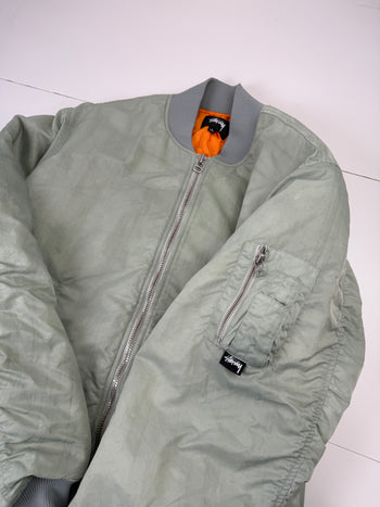 Stussy Dyed Nylon Bomber Jacket Stone (USED)