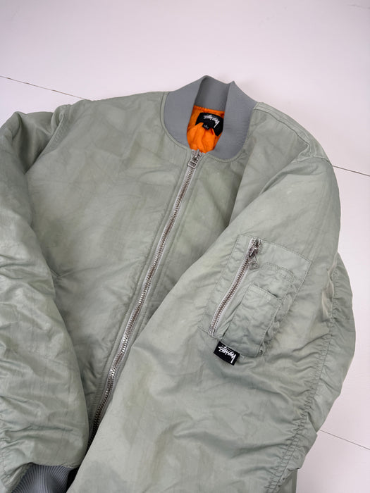 Stussy Dyed Nylon Bomber Jacket Stone (USED) | Vitnage Clothing Store Canada