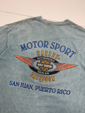 Vintage 1999 Harley Davidson Puerto Rico Tee Blue