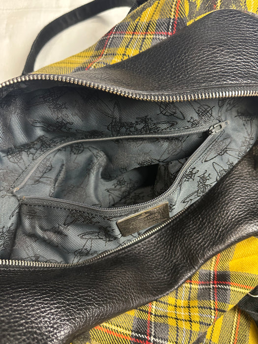 Vivienne Westwood Plaid Travel Bag Yellow | Vitnage Clothing Store Canada