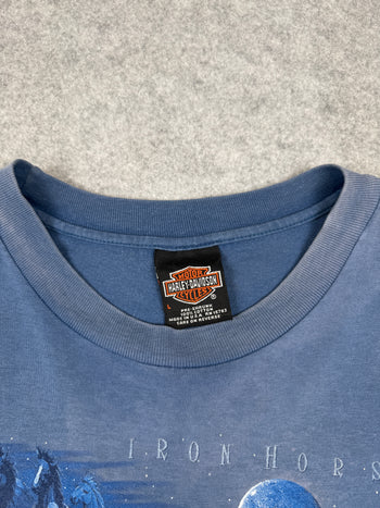 Vintage Harley Davidson Iron Horses Tee Blue