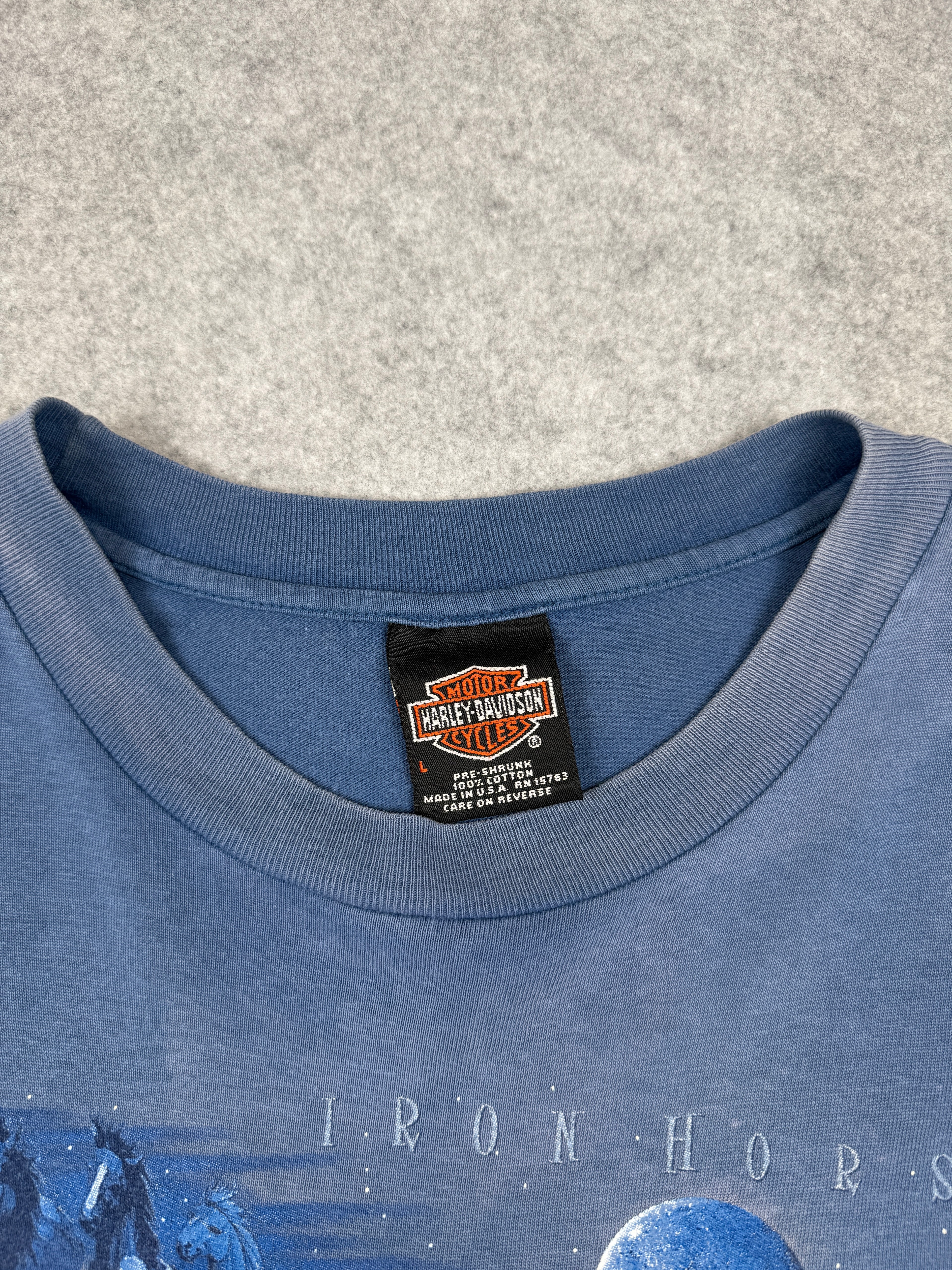 Vintage Harley Davidson Iron Horses Tee Blue