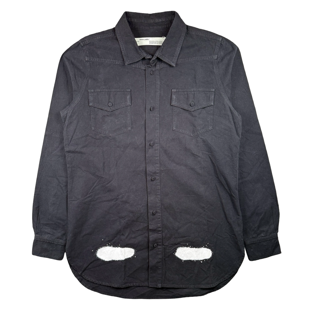 Off-White Spray Diagonal Button-Up Longsleeeve Shirt Black (USED)