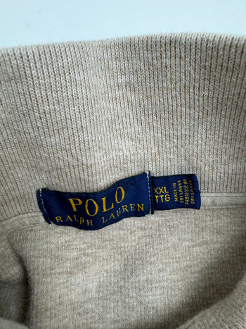 (XXL) Vintage Polo Ralph Lauren Quarter-Zip Sweatshirt Biege