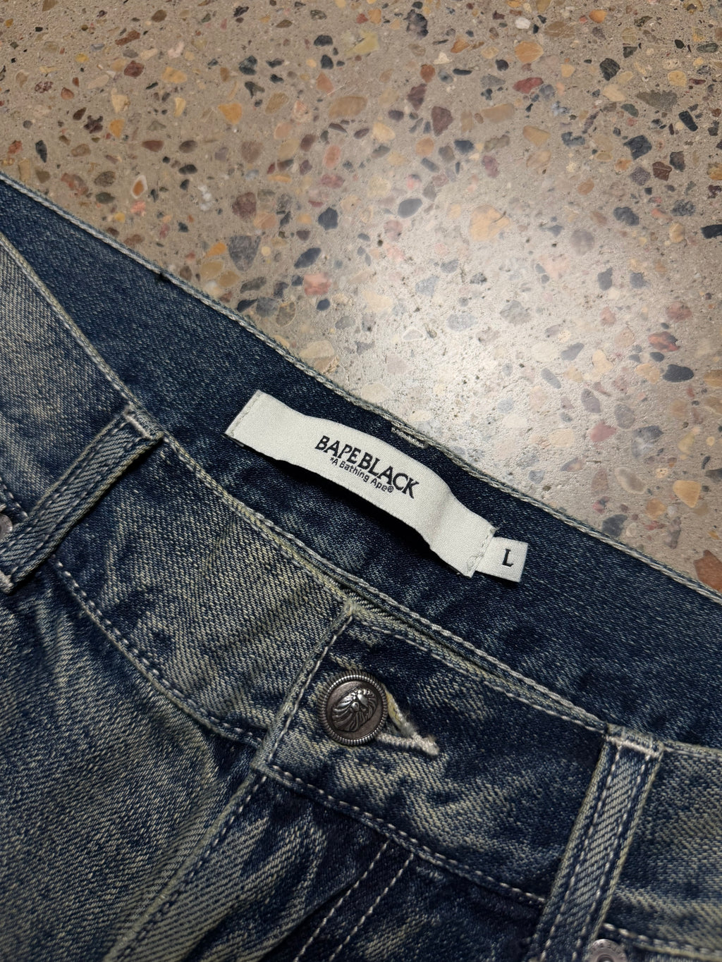 Bape Black Denim Patchwork Baggy Jeans (USED)