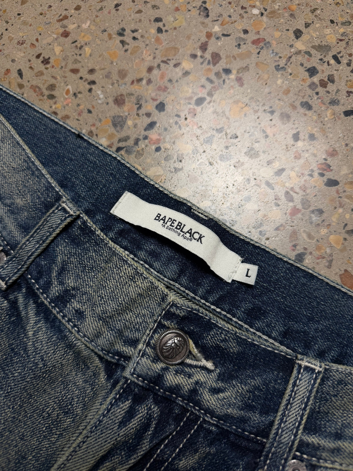 Bape Black Denim Patchwork Baggy Jeans (USED)