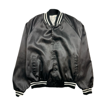 (M) Vintage Blank Satin Varsity Jacket Black