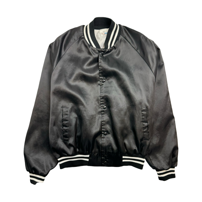 (M) Vintage Blank Satin Varsity Jacket Black