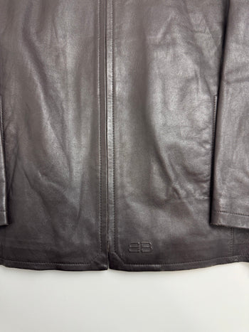 Vintage Balenciaga BB Paris Leather Jacket Brown