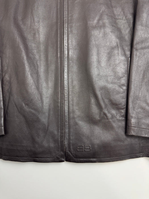 Vintage Balenciaga BB Paris Leather Jacket Brown | Vitnage Clothing Store Canada