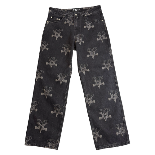 FTP x Thrasher All Over Denim Pants Black (USED) | Vintage Clothing Store Canada