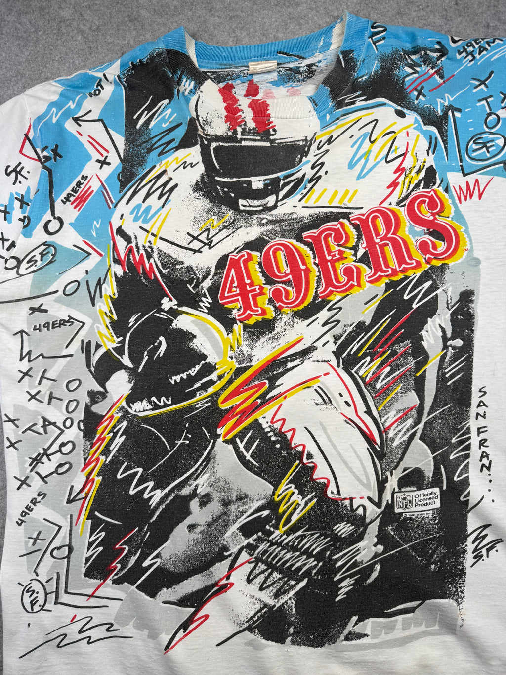 Vintage San Francisco 49ers Scribble AOP Tee White