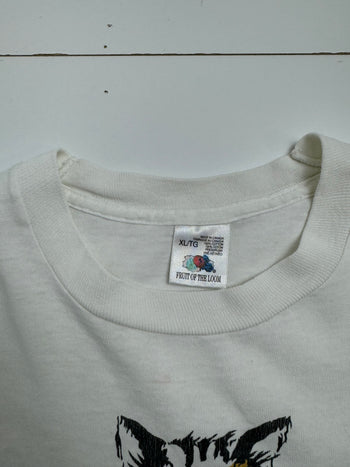 (L) Vintage 90s Old Land Cat Tee White