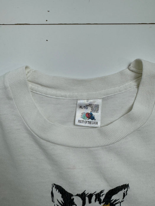 (L) Vintage 90s Old Land Cat Tee White | Vitnage Clothing Store Canada