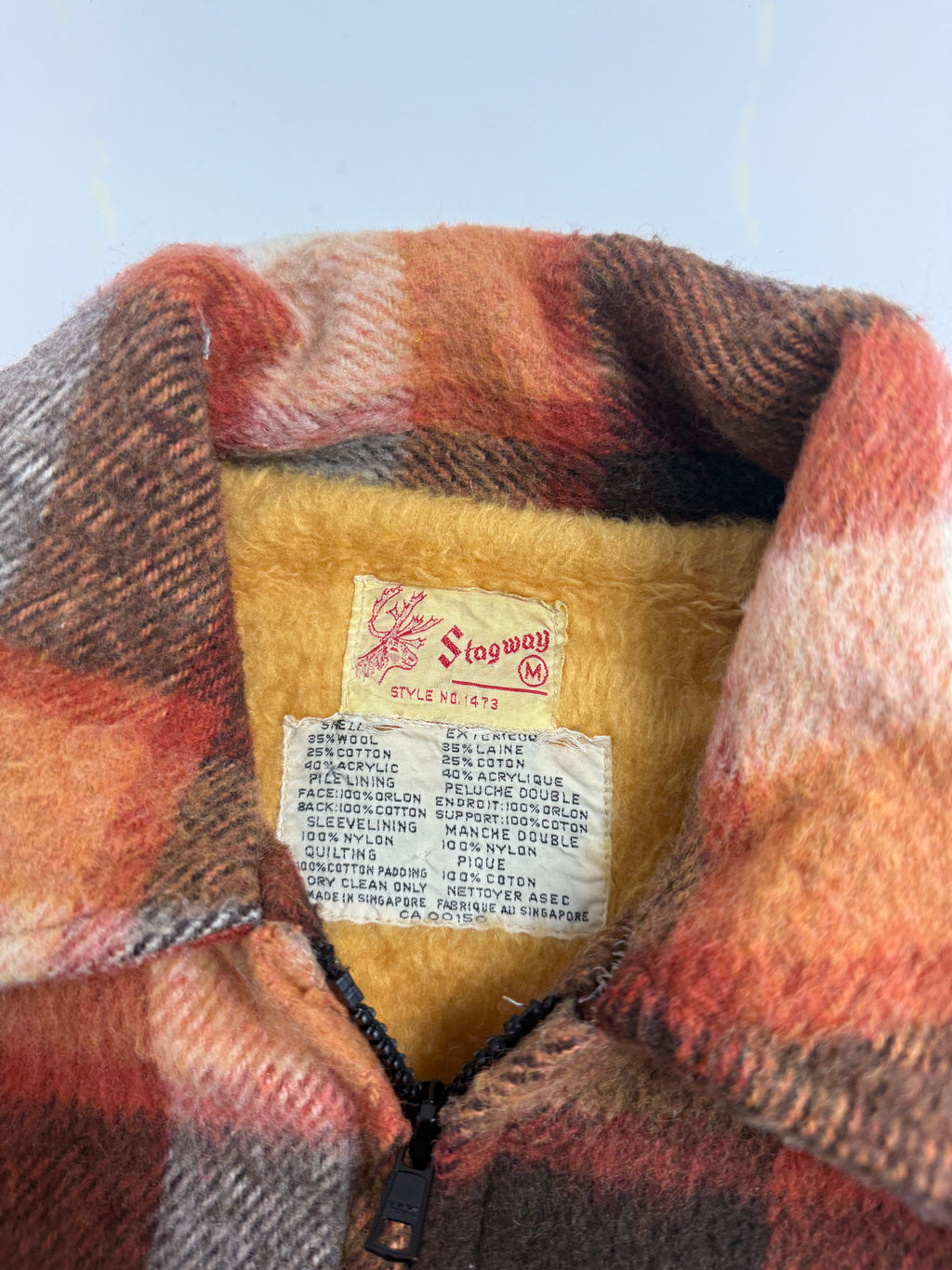 Vintage Stagway Wool Plaid Full Zip Jacket