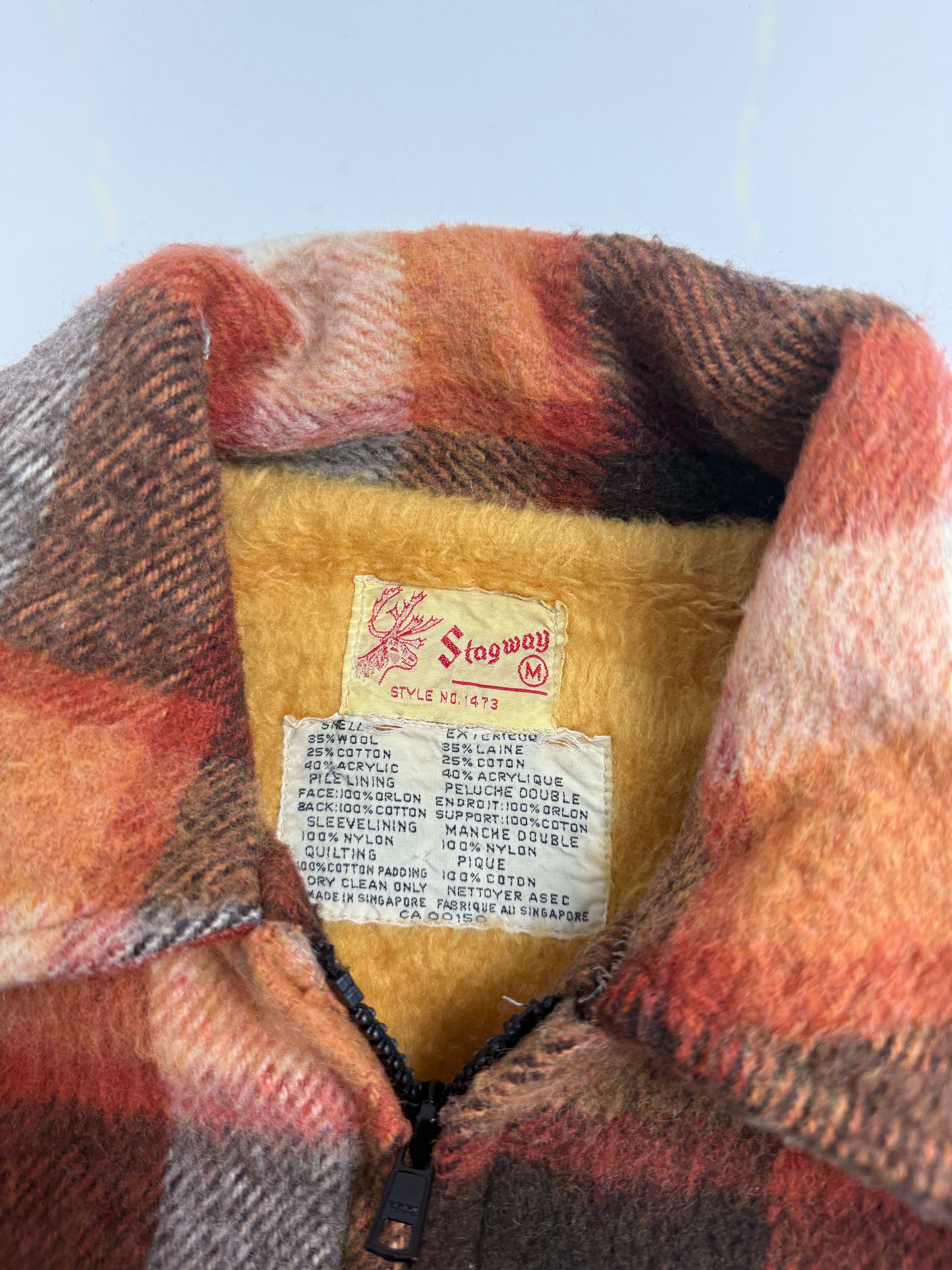 Vintage Stagway Wool Plaid Full Zip Jacket
