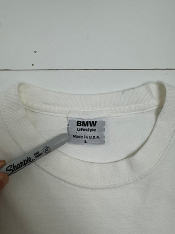 (L) Vintage BMW The Driving Machine Tee White